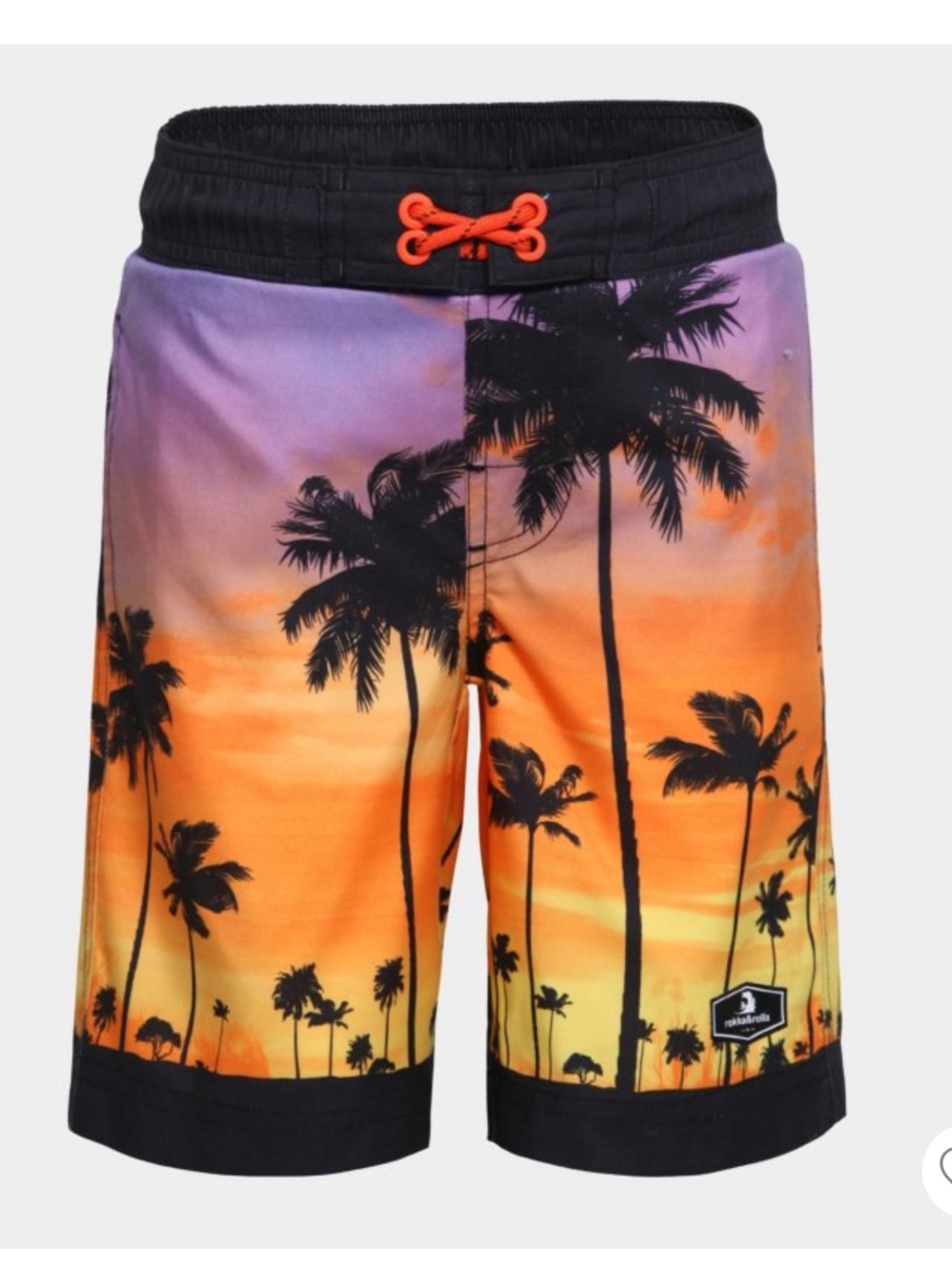 NWT Rokus &Rolla Boys' Swim Trunks Mesh Lining UPF 50+ Sundown Palm Large 10-12